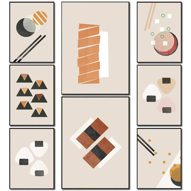 Современный геометрический постер &quotЯпонская еда&quot