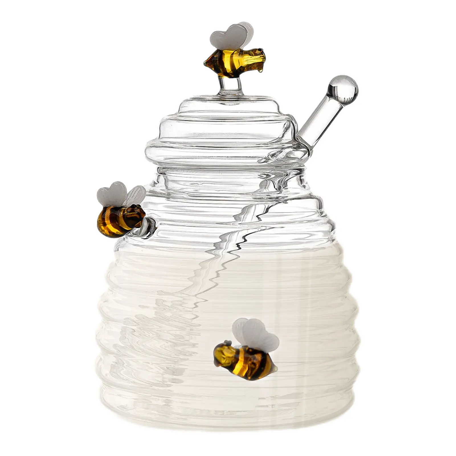 

Honey Jar With Dipper Glass Honey Pot Honey Container With Dipper Clear Glass Stirring Honey Bottle For Storing Honey And Syrup