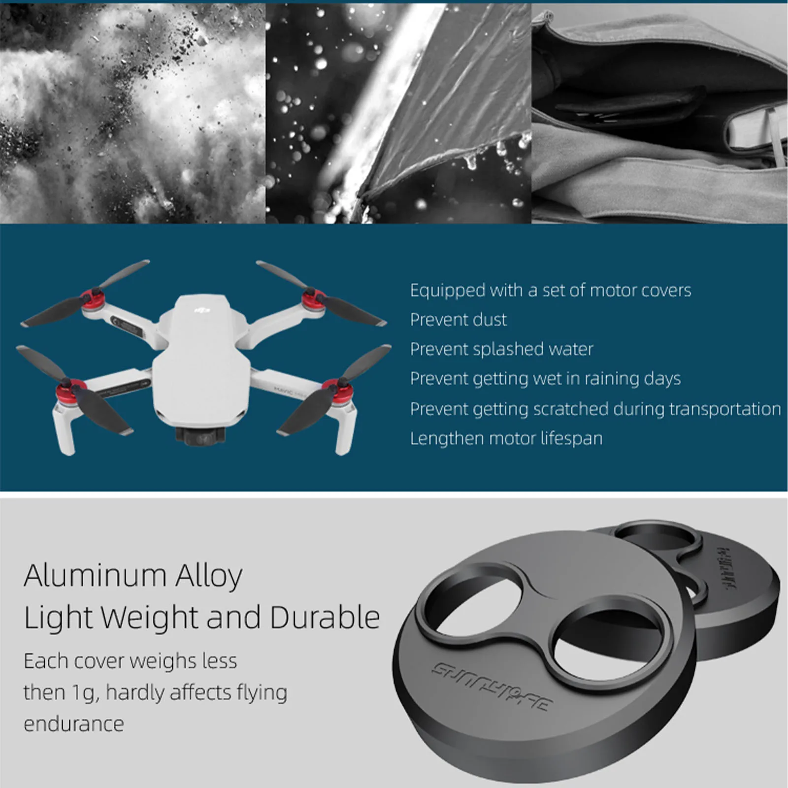 

Sunnylife Propellers Block-Up Aluminum Alloy Anti-Scratch Motor Cover for Mavic/Mini 3 Pro/Mini SE Motor Covers