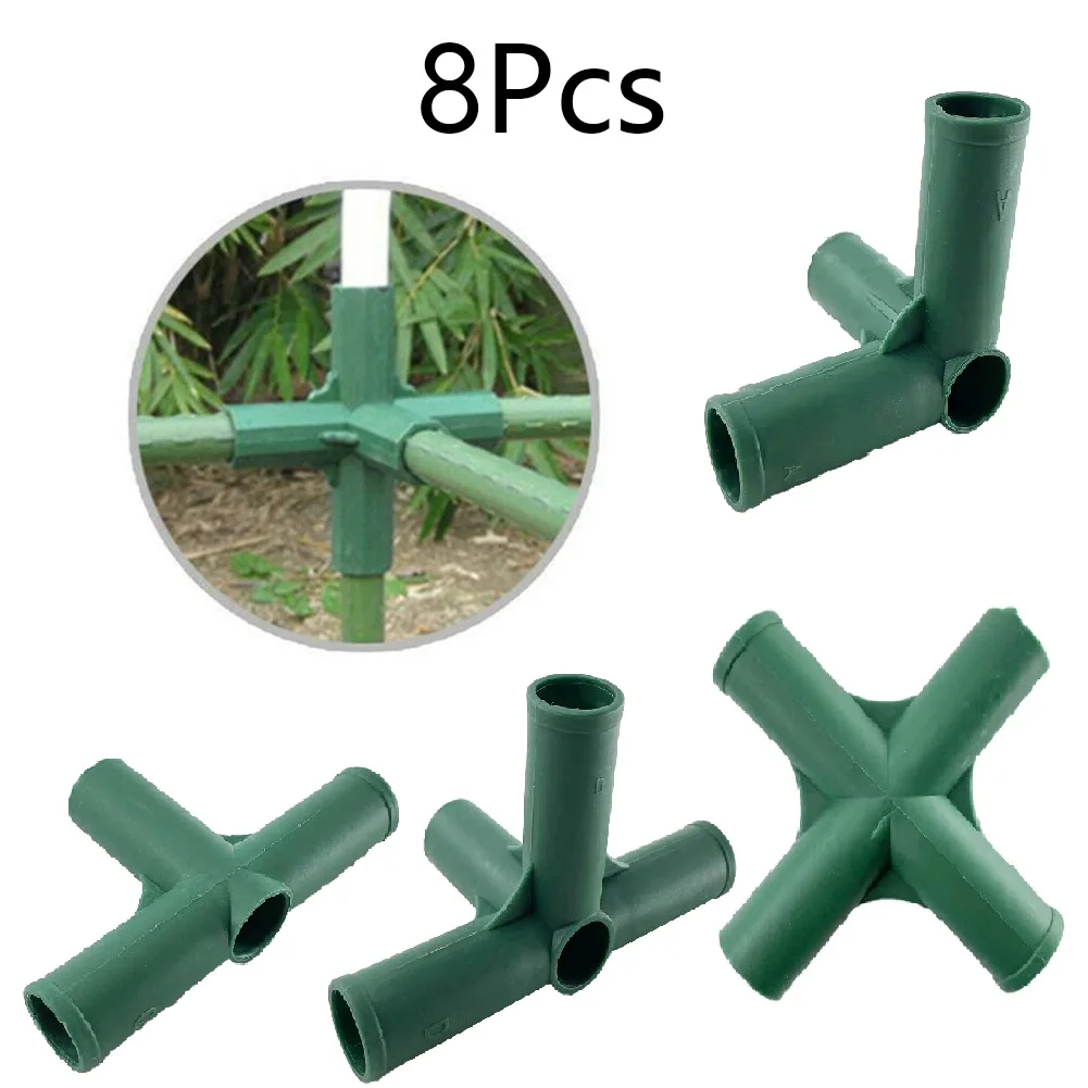 

8pcs Plant Awning Structure Joint Connector Plastic Pipe Frame Greenhouse Bracket Plant Stakes Edging Corner Connectors