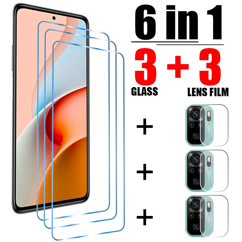 

6in1 Protective Glass for Redmi Note 11 10 9 8 Pro 11T 9S 10S 9T 8T 7 Screen Protector for xiaomi POCO X3 NFC M3 F3 Pro GT glass