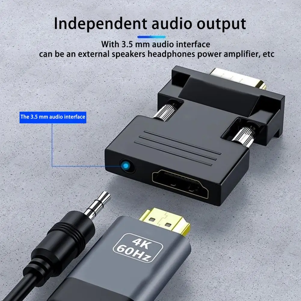 

Конвертер VGA без драйвера, аудиовыход, поддержка ТВ, компьютера высокого разрешения, совместимый с HDMI, конвертер VGA, офисные принадлежности