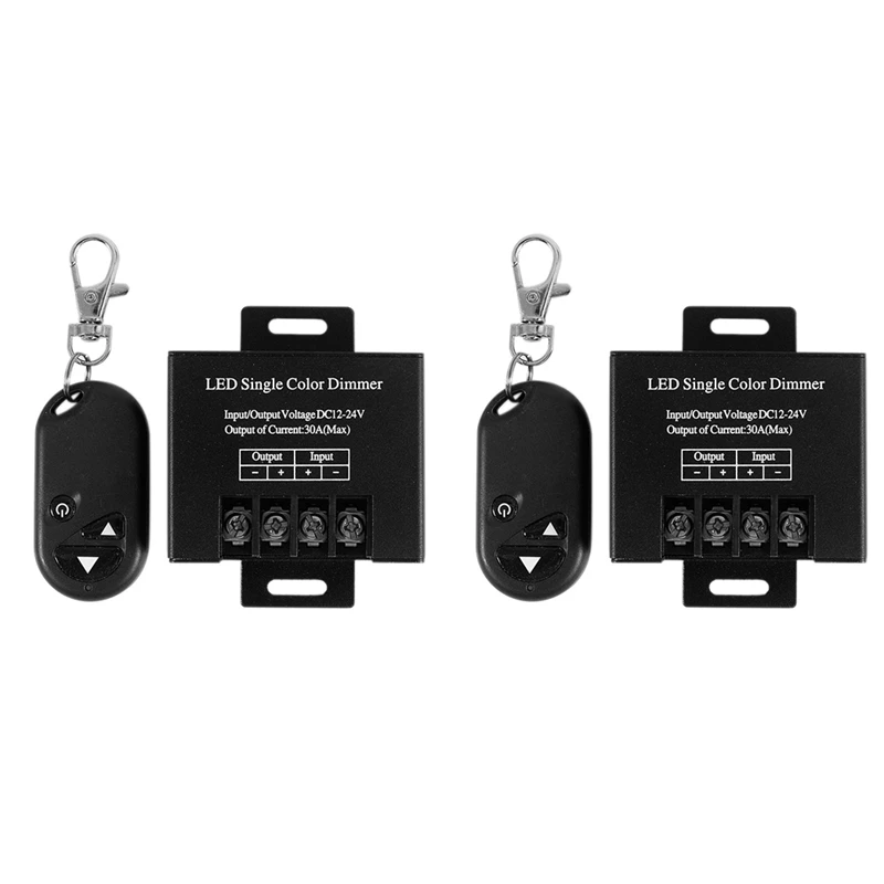 

2X 30A Single Channel LED Dimmer Controller With 3 Key Wireless Rf Remote Control For Single Color 5050 LED Striplight