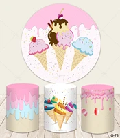 ice cream round backdrop decor baby shower girls birthday party photography background circle covers banner prop photocall
