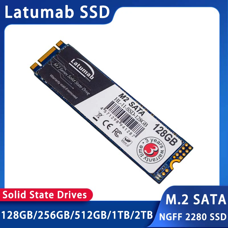 Latumab M2 SATA SSD 128GB 256GB 512GB Hard Drive Disk 1 TB 2 TB M.2 SATA NGFF Hard Disk HDD Internal SSD For Laptop Desktop