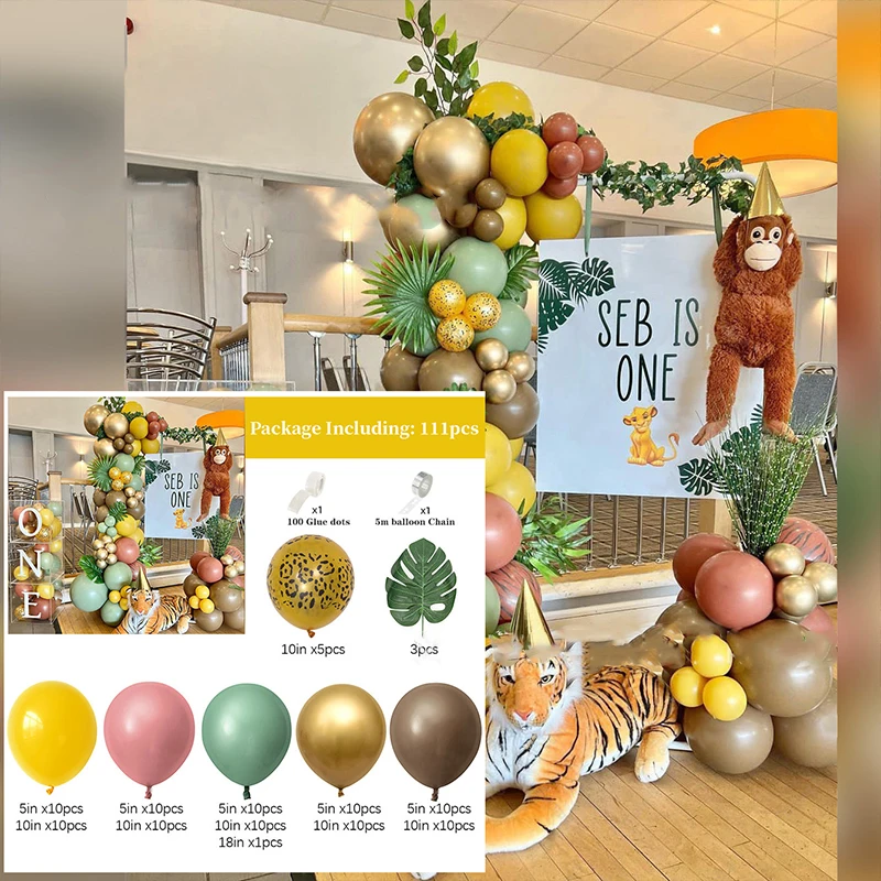 

Jungle Animals Theme Birthday Balloon Garland Arch Set Kids Boys Jungle Safari Birthday Decor Balloon Chain Baby Shower Balloons