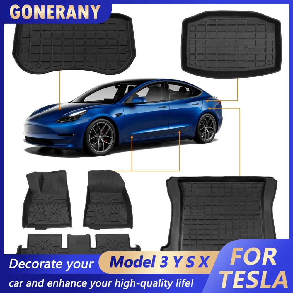 

Для 2021-2023 Tesla Model 3 Y коврики для багажника коврик для заднего хранилища подкладка для багажника ТПЭ грузовые вкладыши для любой погоды