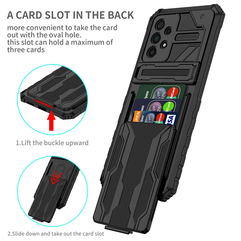 

For Samsung Galaxy A13 A23 4G A33 A53 A73 5G Case Kickstand Card Slot Armor Phone Cases for Samsun A 33 53 73 23 13 Back Cover