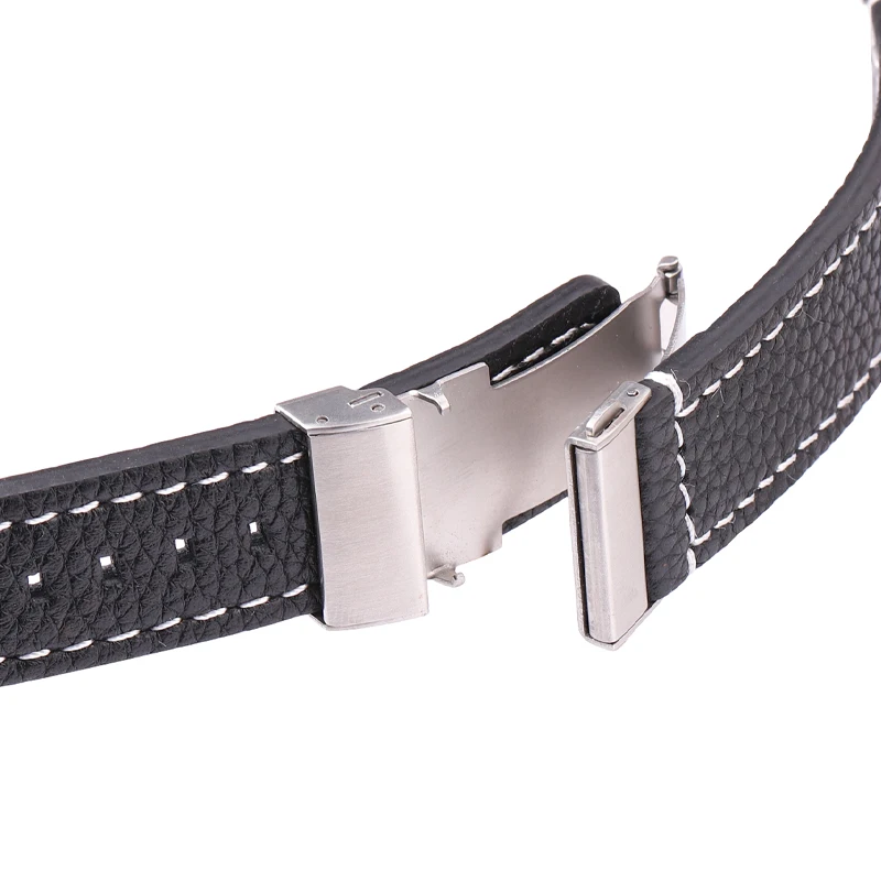 Genuine Leather Watch Band Strap Women Men 18mm 20mm 22mm 24mm Black Brown Blue Soft Cowhide Watchband With Deployment Clasp