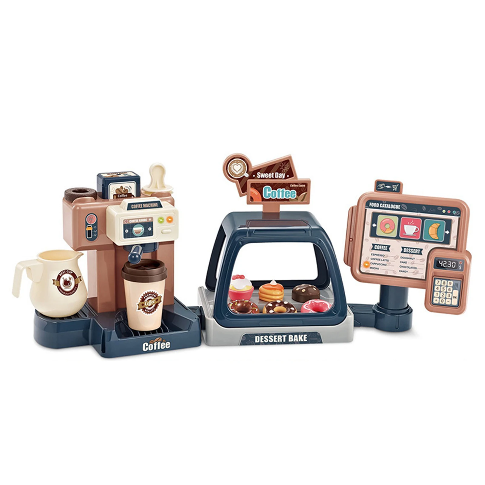 

Pretend Play Food Dessert Cash Register Fake Kitchen Donut Toddler Coffee Machine Toy Set Mini For Kids Gift Cafe