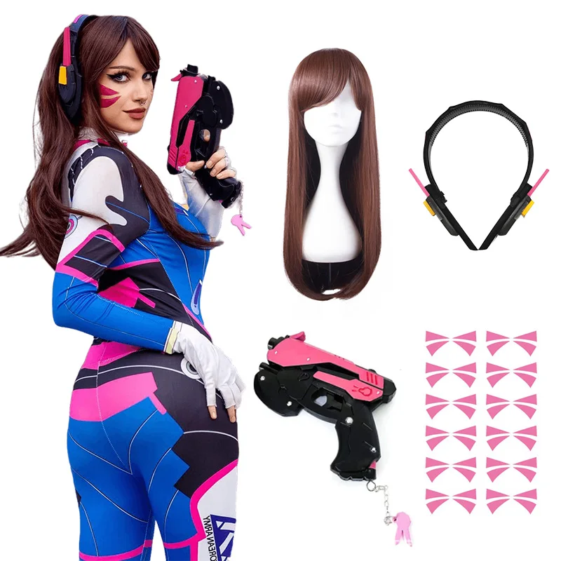 Dva Cosplay Costume Bodysuit Zenti Game Women Sexy Adult Jumpsuits Wig Gun Earphone Full Suit Halloween Party Costumes Clothing