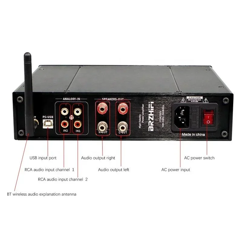 Фото В наличии BRZHIFI X10 Мощный цифровой усилитель с поддержкой APTX BT 5.0, TPA3251, PCM5102A, декодер HIFI, стерео аудиоусилитель, USB, RCA, DAC, 300W №4