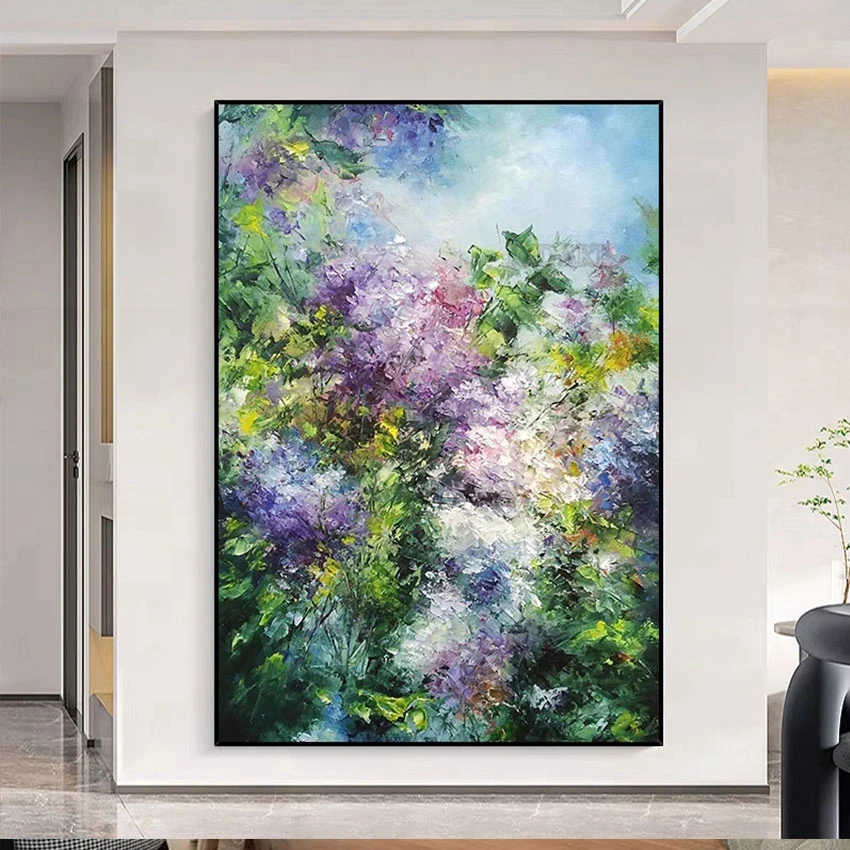 

Абстрактная палитра без рамы, нож, текстура, цветы, картина маслом, настенная акриловая живопись, большое художественное оформление для декора отеля