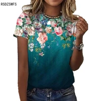2022 new womens t shirt fashion summer short sleeve casual comfortable all match top 3d rose print elegant clothing