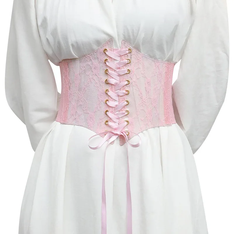 

Модный женский корсет на талию, эластичный пояс с цветочной вышивкой, черный, белый, красный, розовый широкий кружевной пояс для похудения