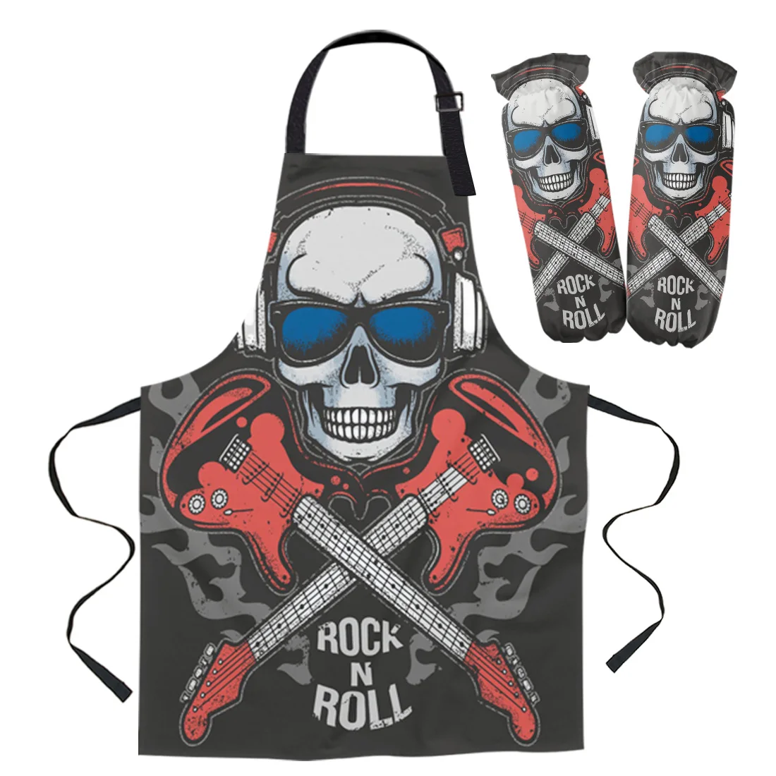 Гитара с черепом наушники Кухонный Фартук для женщин рандомный кухонный