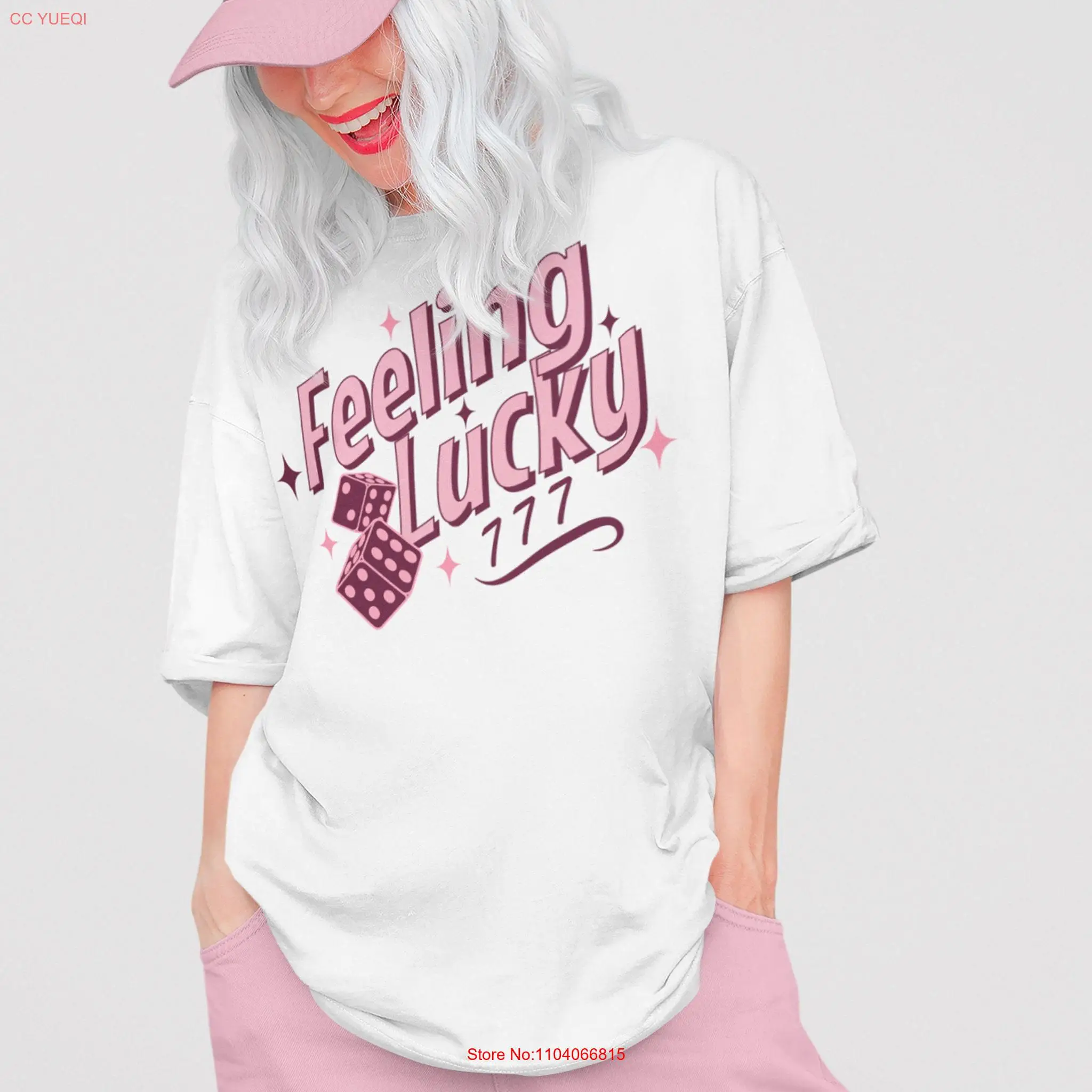 Футболка Lucky Dice 777 удобные цвета модные розовые цифры ангела для