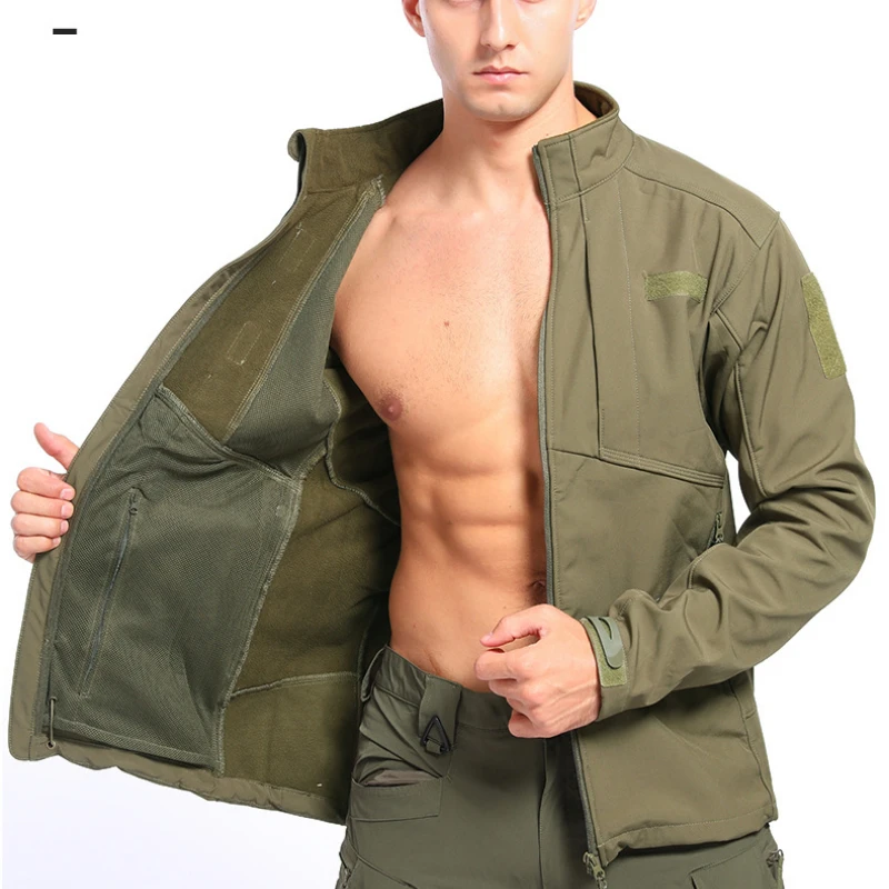 

Куртка мужская тактическая, ветровка в стиле милитари, водонепроницаемая куртка-бомбер на флисовой подкладке, уличные походные куртки, Повседневная на молнии, Осень-зима
