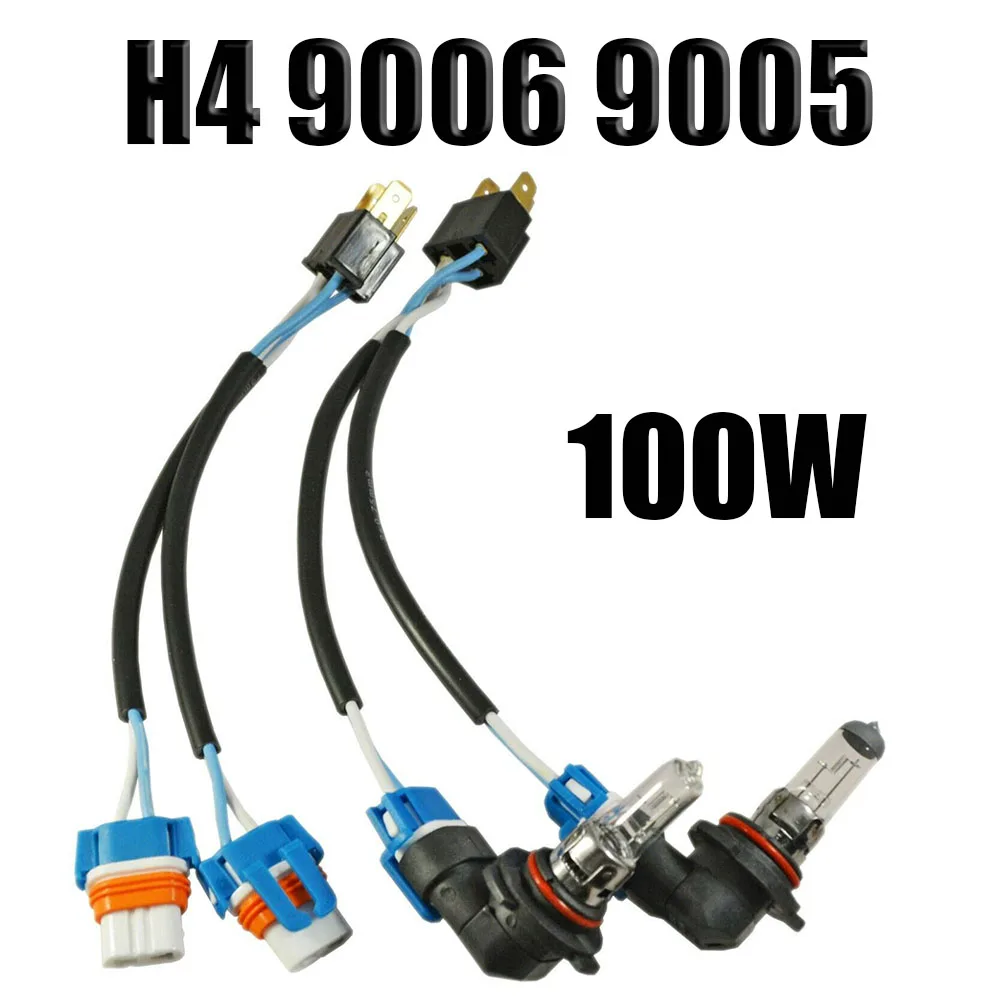

2 шт., жгут проводов для передних фар, H4-9006/9005, 100 Вт