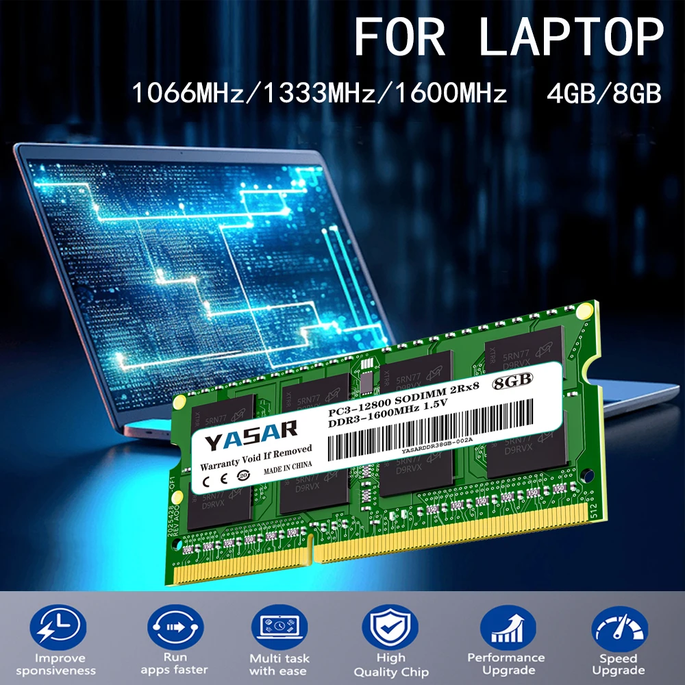 YASAR ddr3 4 ГБ 8 1066 МГц 1333 1600 1866 Sodimm Memoria Ram PC3 8500 10600 12800 1 5 В Память для ноутбука DDR3