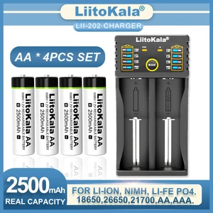 Liitokala Lii-202 Charger 1.2V AA 2500mAh AAA 900mAh Ni-MH Rechargeable Battery Temperature Gun Remote Control Mouse Toy