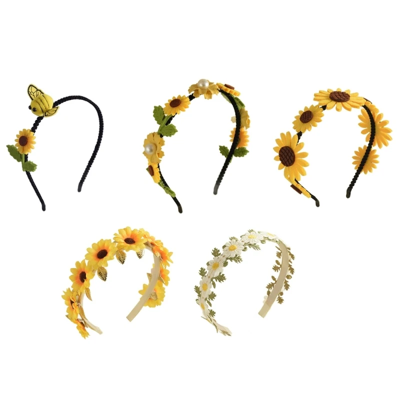 

Sunflower Crown Headband Floral Hair Wreaths Bridal Headpiece for Festivals NEW