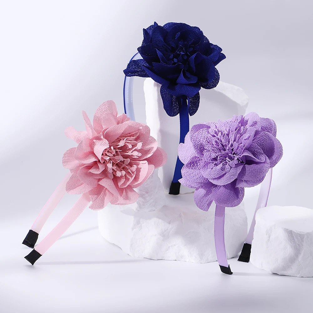 

1pcs Solid Flower Headbands for Girls New Handmade Hairbands Hair Hoop Headwear Kids Hair Accessories Hair Bands Wholesale