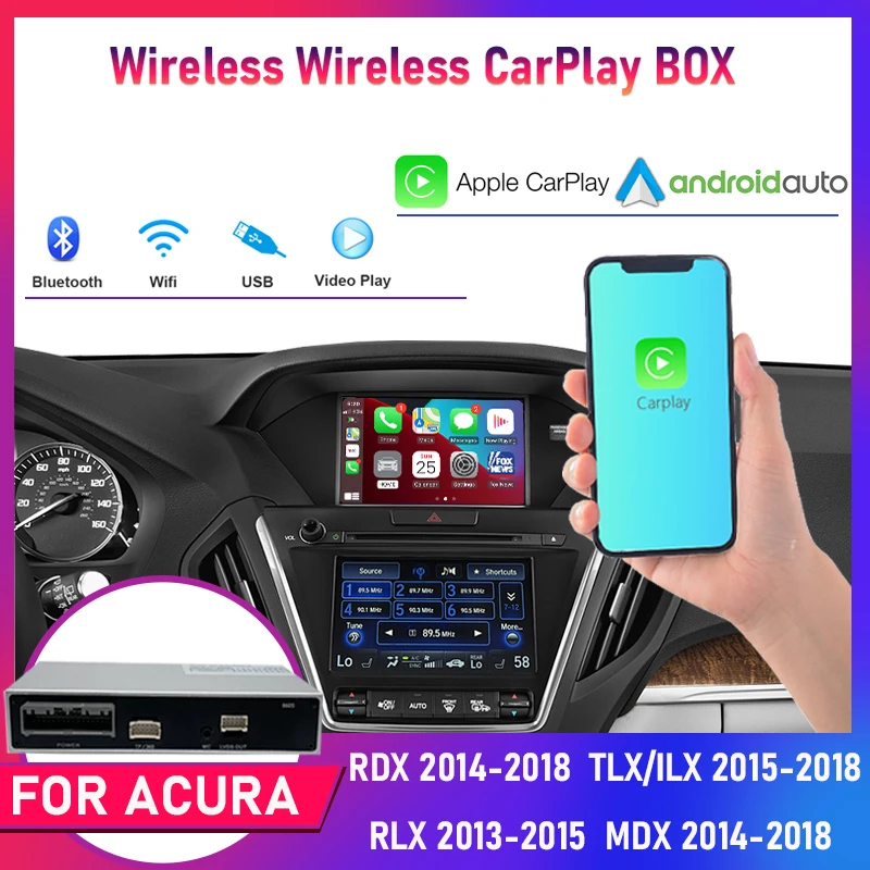 Автомобильный блок ИИ беспроводной Apple Carplay Android авто для Acura YD3 MDX RDX TLX ILX RLX Honda Odyssey оригинальный экран с поддержкой зеркального отображения