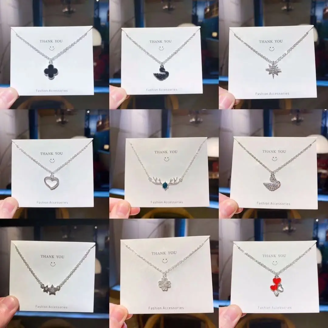 

WANGAIYAO new fashion zircon pendant swan clavicle chain female cute temperament wild star love necklace pendant jewelry holiday