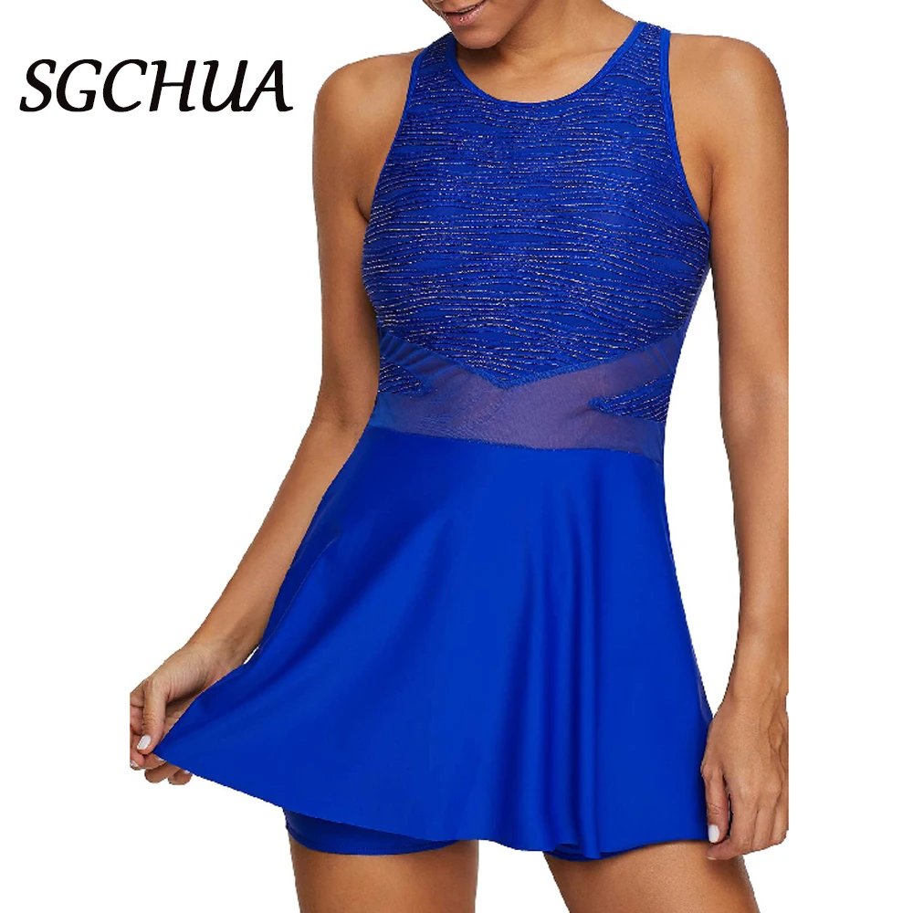 Sexy Solid Blue One Piece Swimsuit Women 2021 High Neck Off Shoulder Biquini Famale Push Up Plus Size Bodysuit Bathing Suit