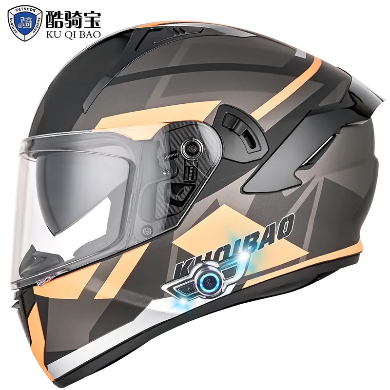 Motorcycle helmet full coverage anti-fog dual lens bluetooth helmet