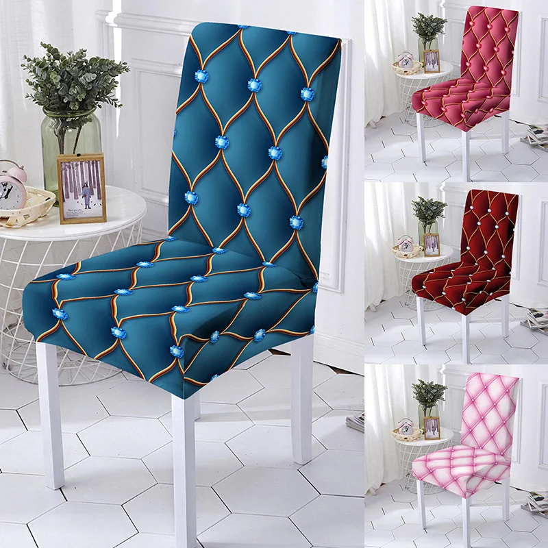 

Elastic 3D Print Chair Cover Geometric Spandex Chair Slipcover Strech Kitchen Stools Seat Covers Home Hotel Banquet Decoration