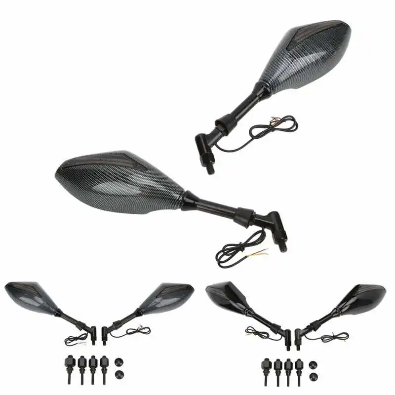 

Motorbike Rearview Mirror Weatherproof Yellow LED Pair Adjustable Motorcycle Side Mirror with Turn Signals for Modification