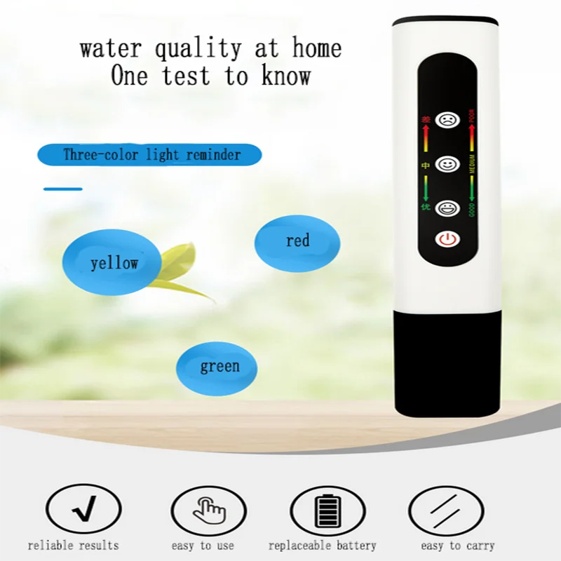 

New TDS Water Quality Test Pen Meter Conductivity Meter QT-01 Water Quality Tester Test Pen For Household Hospital Swimming Pool
