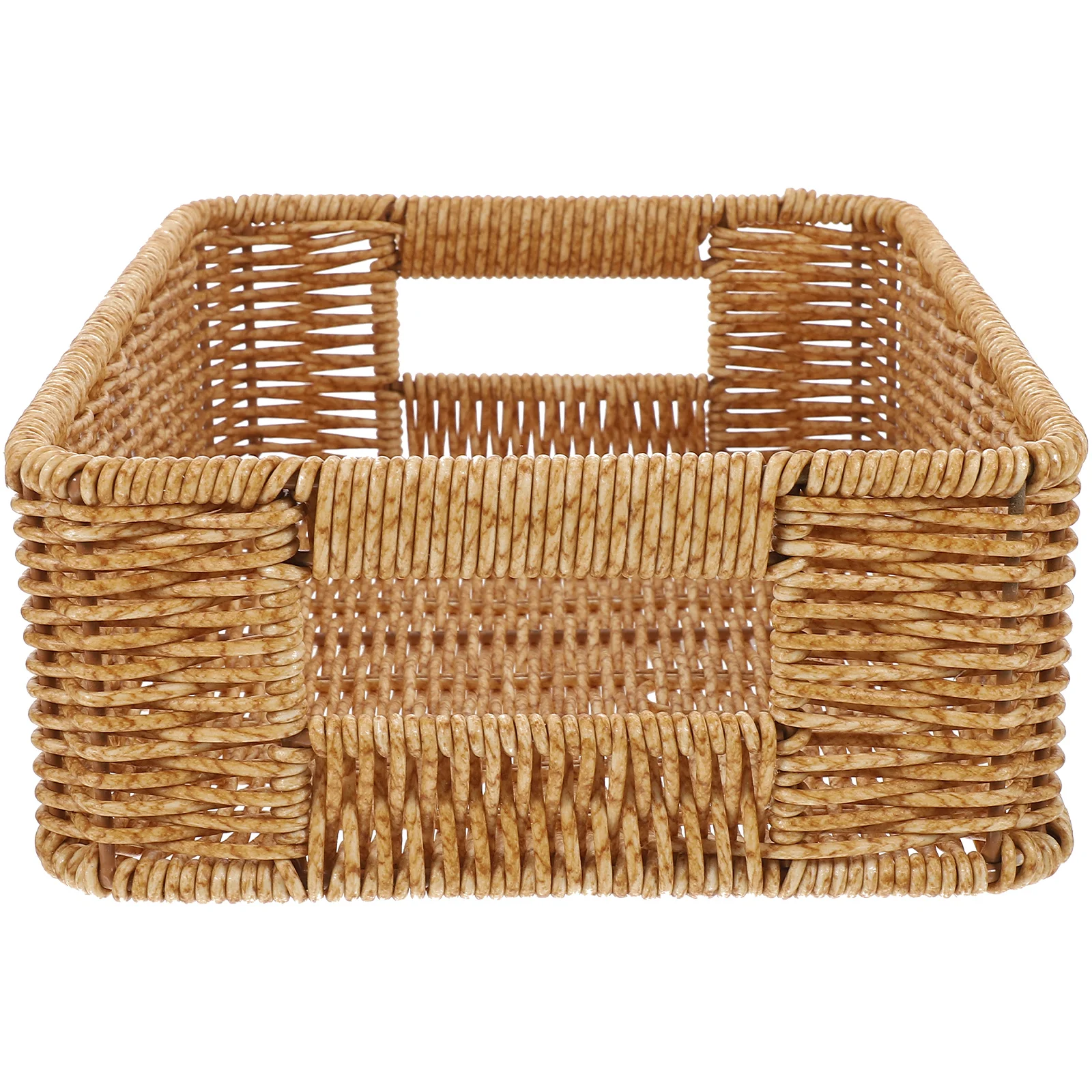 

Sundries Basket Kitchen Cupboard Storage Desktop Organizer Grocery Imitation Rattan Flatware Holder