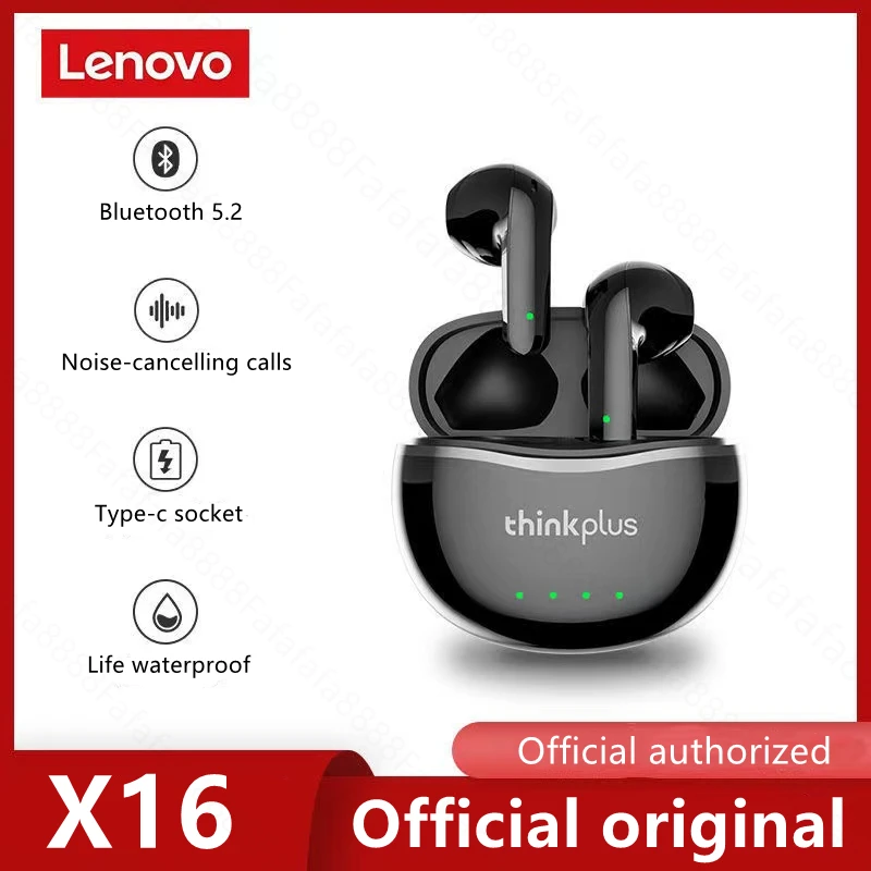 

Новые наушники Lenovo X16 TWS с Bluetooth, музыкальные наушники, Беспроводная игровая гарнитура с шумоподавлением и микрофоном, Внутриканальные наушн...