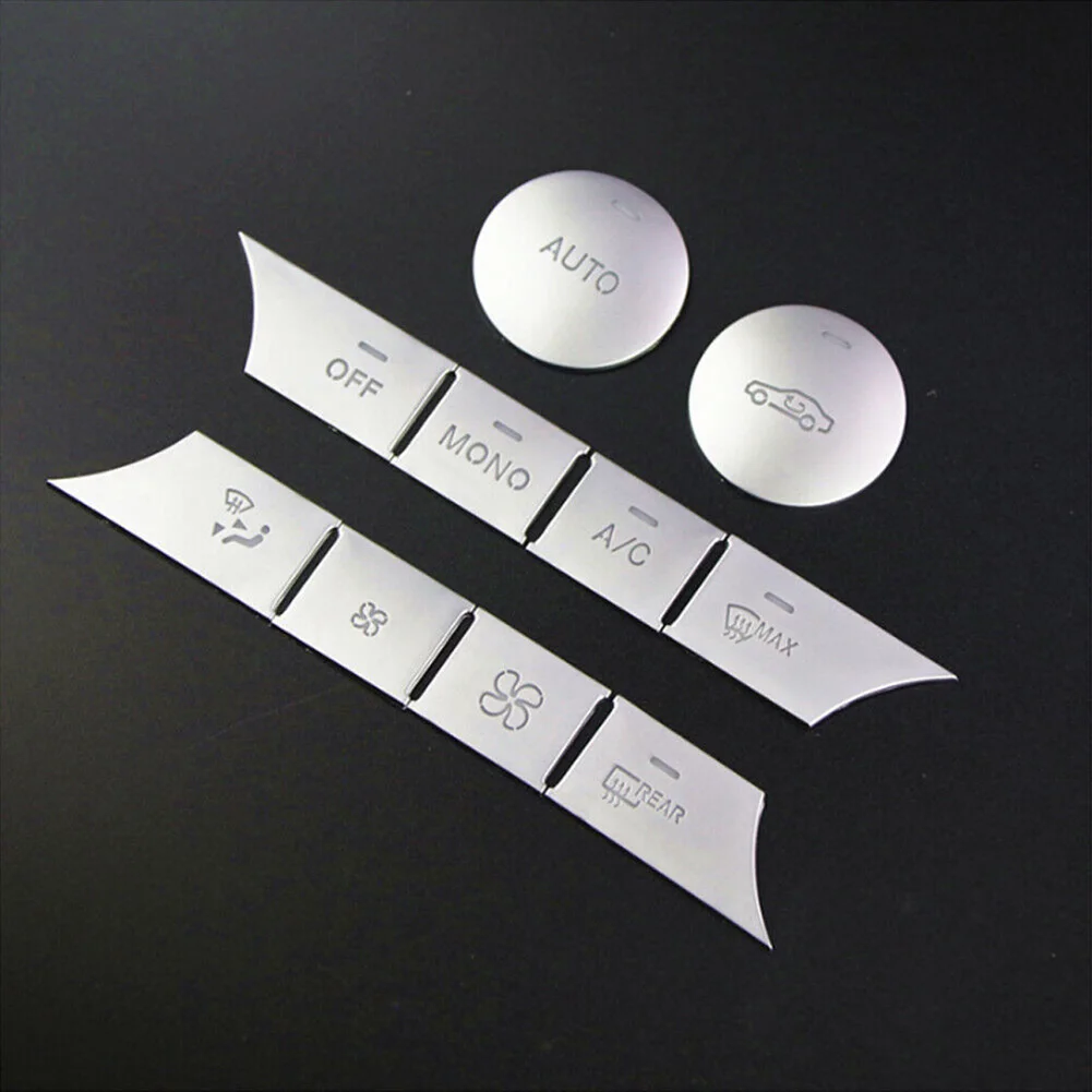 

10pcs/set Automobiles Chrome Center Console Air AC Button Cover Trim For Mercedes-Benz C GLK W204 X204 Silver Stickers Decora