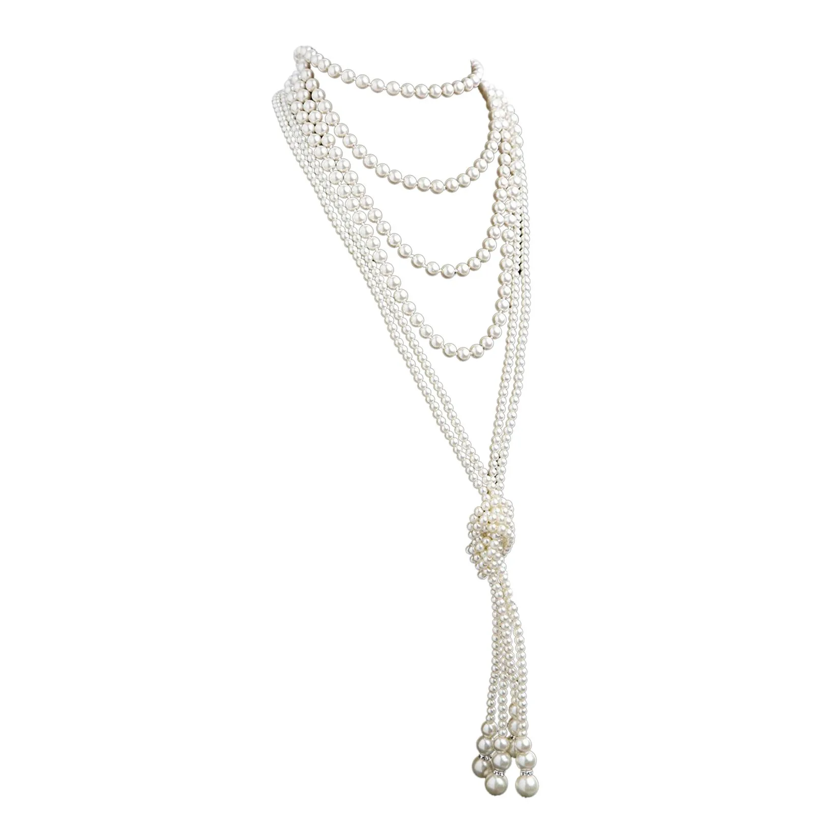 

Fashion Cream Gatsby Pearls For Women Long Pearls Vintage Costume Necklace 1920s Necklace Faux Jewelry Accessories Necklaces &
