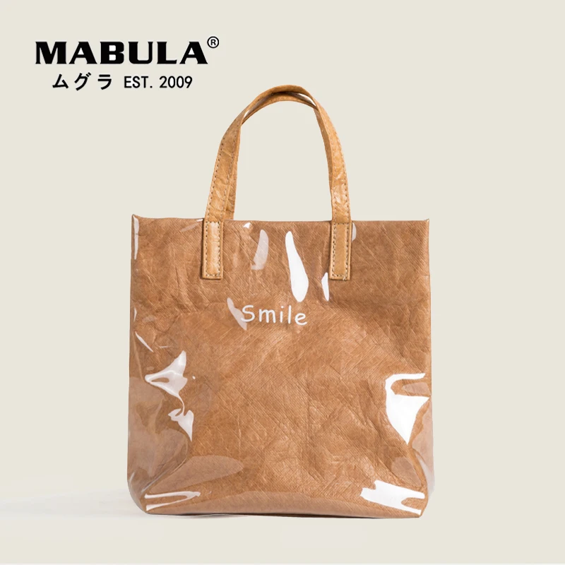 

Экологичные прозрачные сумки MABULA из ПВХ, многоразовые женские сумки из крафт-бумаги с верхней ручкой, Летние Стильные сумки через плечо 2022