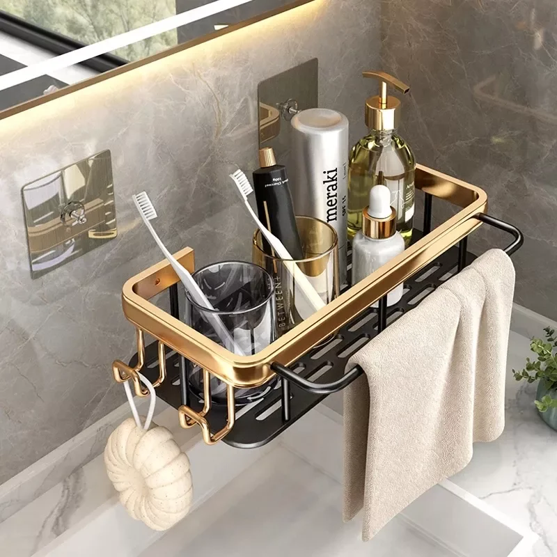 

2023 2pcs Punch-Free Bathroom Shelf Organizer Rack Shower Storage Shelf Shelves Kitchen Toilet Storage for Bathroom Accessories