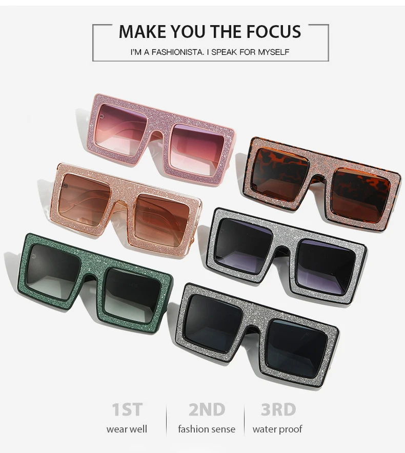 

High quality Vintage Diamond Square Sunglasses Women's Large Frame Sunglasses girls Outdoor Sunglasses Men UV400