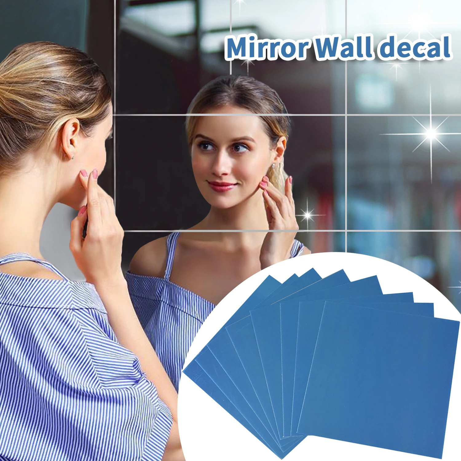 

Зеркальная Настенная Наклейка «сделай сам», квадратная акриловая Зеркальная Наклейка для плитки, подходит для спальни, ванной комнаты, дом...