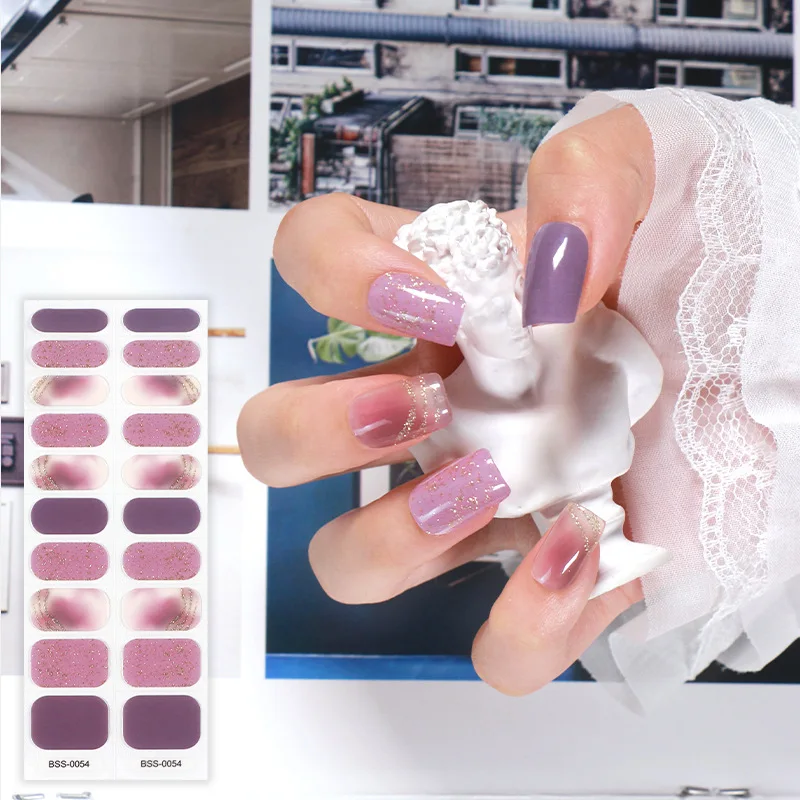 

2022 New Fashion Design Full Cover Nail Stickers Designer Nail Decals Semi-cured Nail Stickers Gel Nail Art Stickers Accesoires