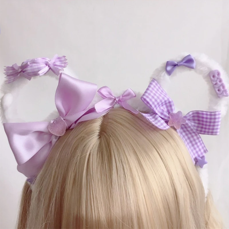 Повязка на голову с милыми медвежьими ушками головной убор сердечками в стиле