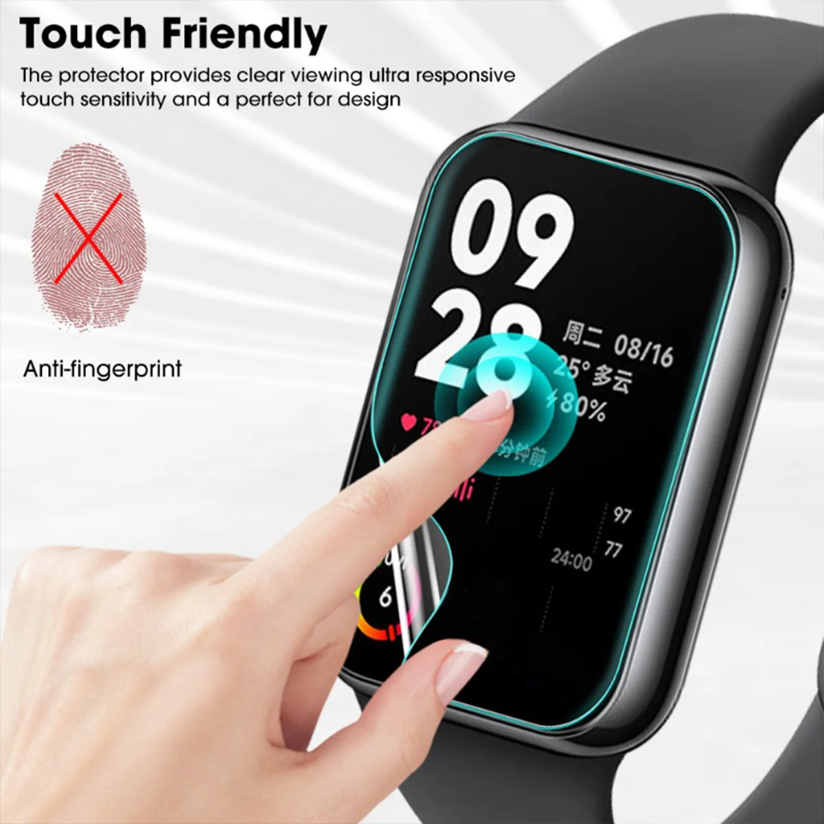 Фото Гидрогелевая пленка/композитная мембрана для Xiaomi Watch 9/8 Active, защитная пленка от царапин для Miband 8/9 Active №4