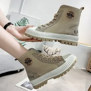 Кеды женские на платформе Повседневные высокие холщовые кроссовки обувь для