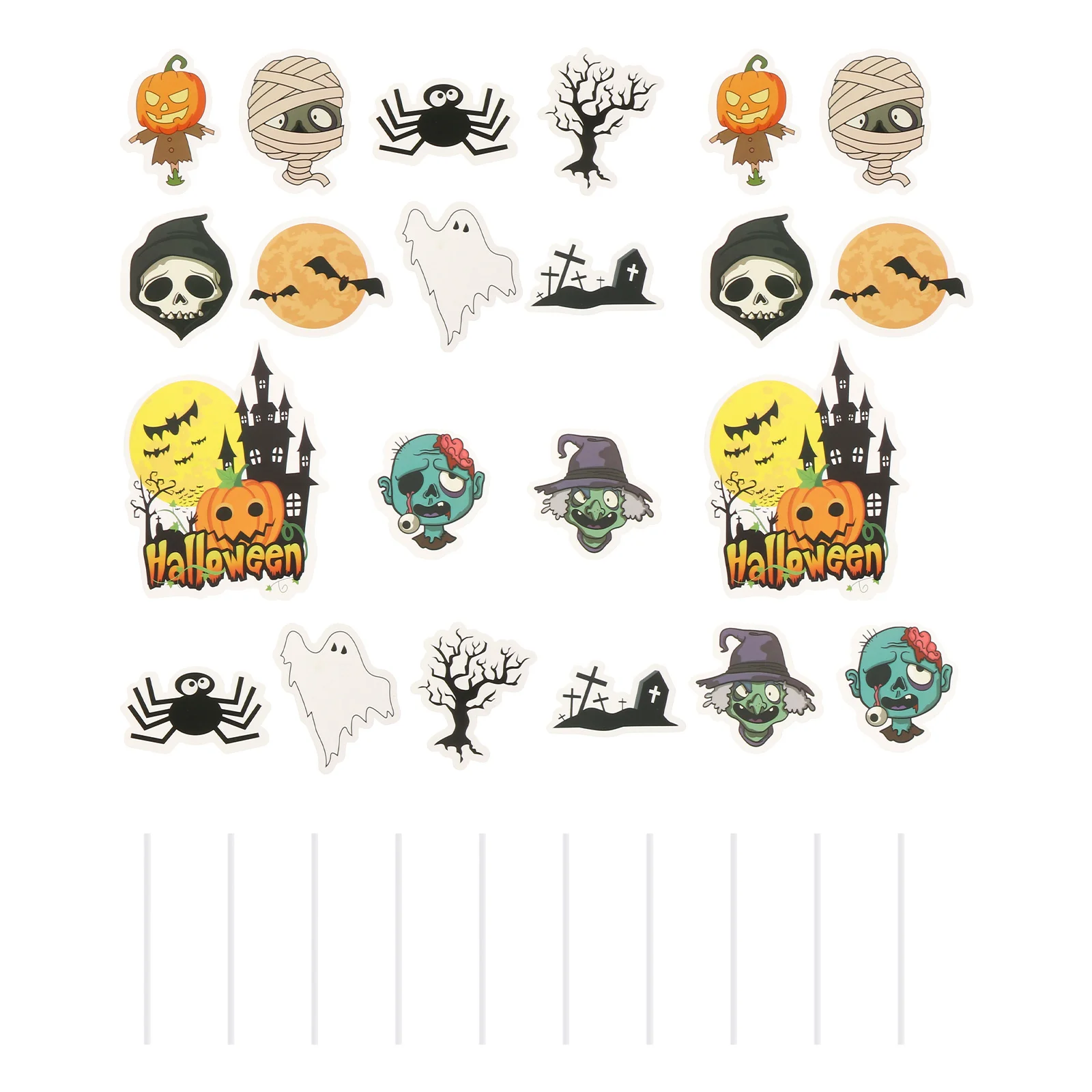 

Picks Cupcake Topper Cake Pumpkin Ghostdecoration Pirate Spider Zombie Fruit Party Witch Toppers Toothpick Safe Dessert
