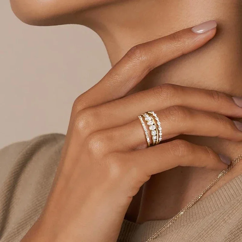 4 шт. женские кольца с кристаллами Торина кварца ионикса кубическим цирконием для