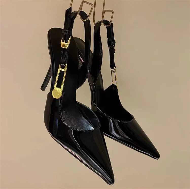 Sexy Pointed Pumps 2023 New High Heels Patent Leather Silver Women Sandals Women's Party Shoes