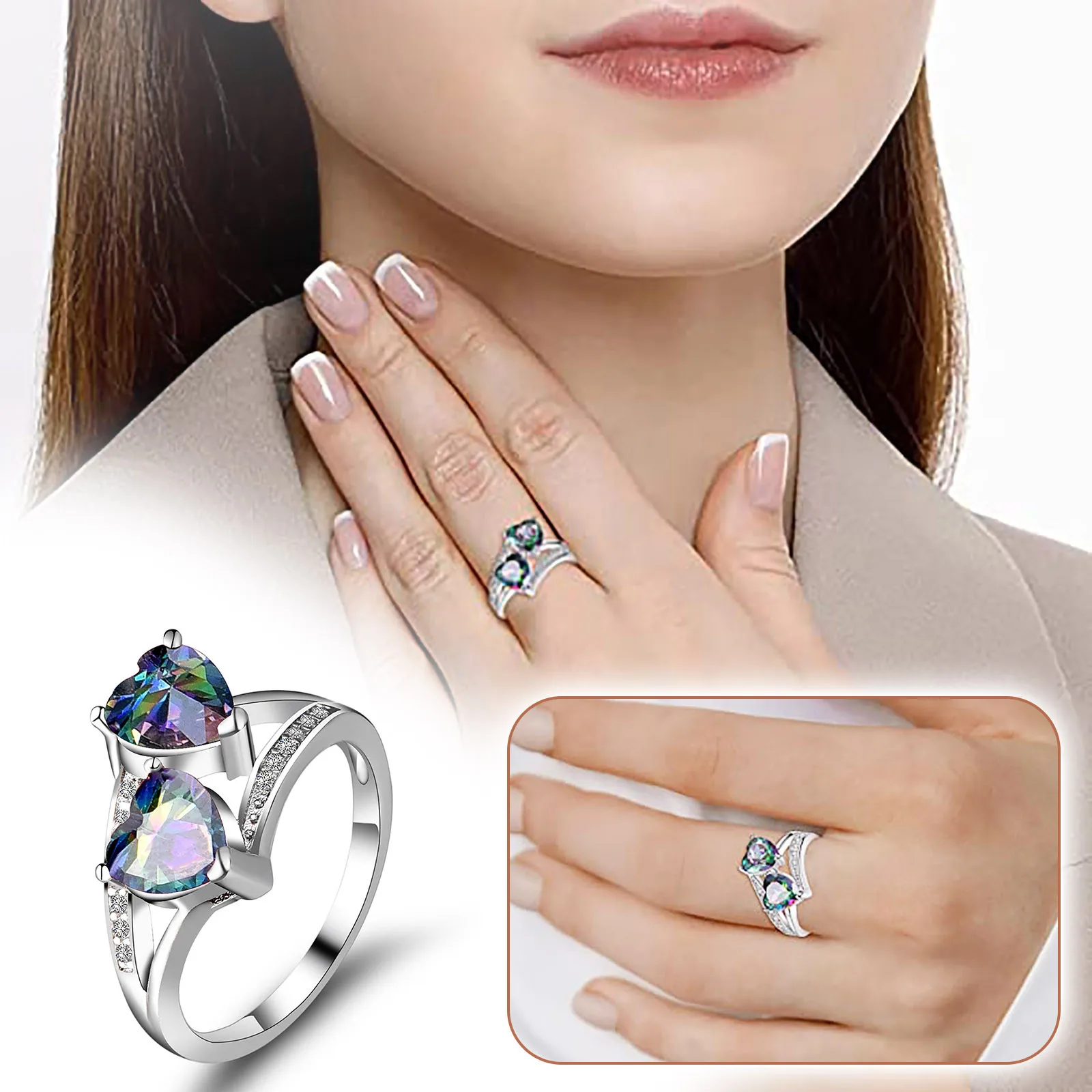 Love Double Zircon Ring Jewelry European And American Aliexpress Wish Luxury Bague Femme Acier Inoxydable Gifts |
